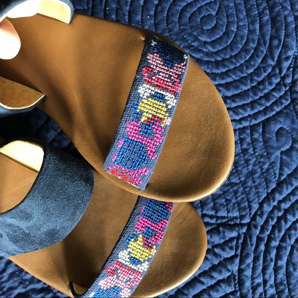 Joules Shoes Joules Navy And Needlepoint Sandals Poshmark
